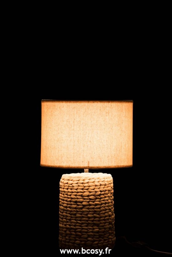 J-Line Éclairage Armatures Luminaires D'intérieur Pieds De Lampe Avec Abat Jour Lampes De Table Jolipa Jline Pied De Lampe Abat Jour Tresse Epaisse Beton Coton Naturel Small
