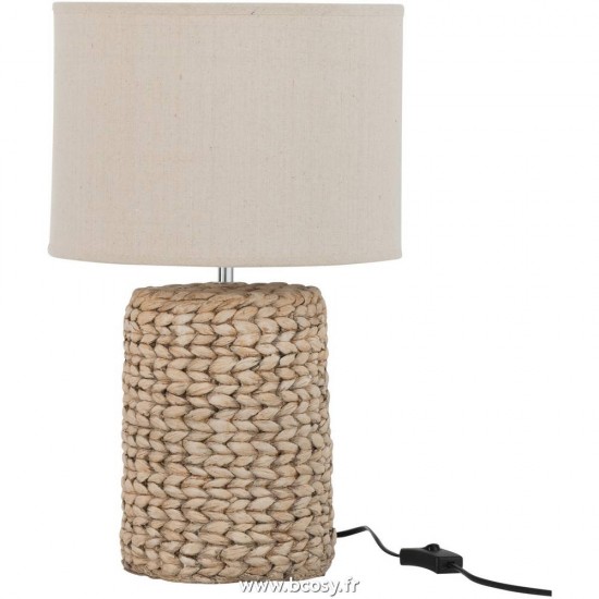 J Line Pied De Lampe+Abat Jour Tresse Epaisse Beton Coton Naturel Small Jline 85255 by Jolipa 85255