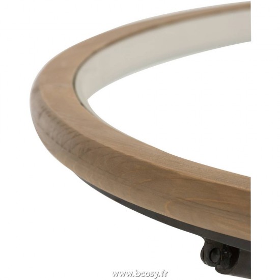 J-Line tables de salon basse Jolipa Jline Table Ronde Bois Verre Marron Large