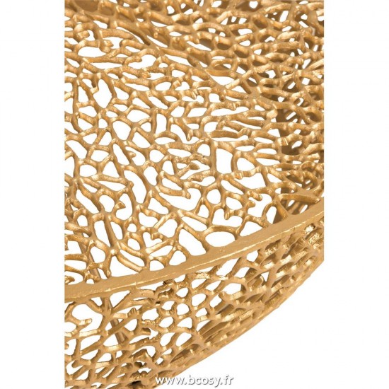 J-Line tables de salon basse Jolipa Jline Table De Salon Ronde Basse Corail Aluminium Or