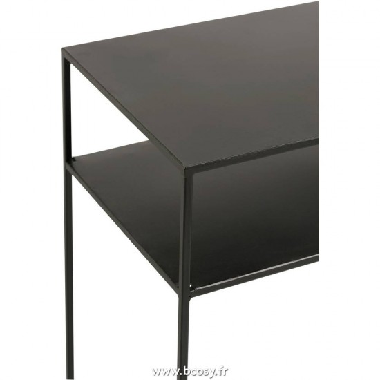 J-Line tables de drapier murales Console Rectangulaire 2 Planches Metal Noir