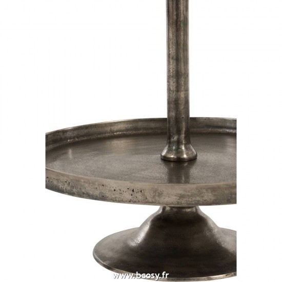 J-Line plats coupes sur pied Jolipa Jline Plateau Sur Pied 3 Niveaux Rond Aluminium Antique Gris