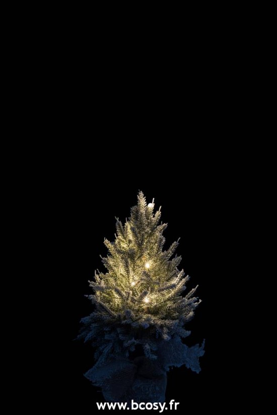 J-Line arbres sapins de noel sur pied Jolipa Jline Sapin De Noel Led Pot Jute Plastique Vert Enneige Small