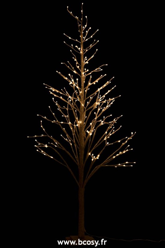 J-Line arbres sapins de noel sur pied Jolipa Jline Arbre Nu Leds Adaptateur Paillettes Argent Large