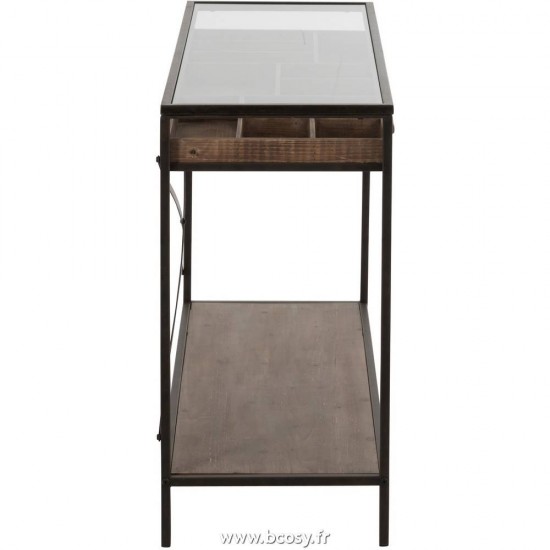 J-Line tables de drapier murales Jolipa Jline Console Tiroir Compartimente Bois Metal Marron