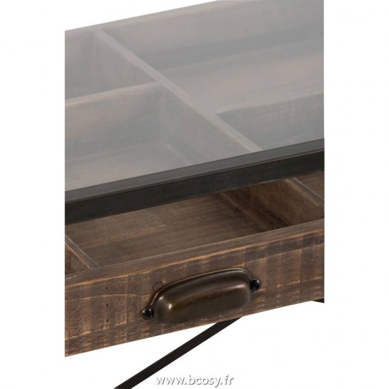 J-Line Console Cassetti Divisi Legno/Metallo Marrone