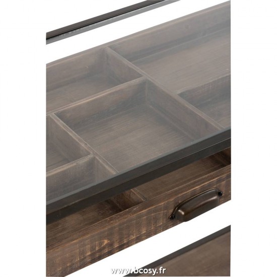 J-Line Consola Cajon Division Madera/Metal Marron