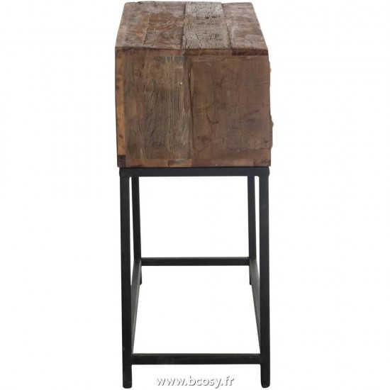 J-Line tables de drapier murales Jolipa Jline Console 8 Tiroirs Brut Recycle Bois Marron