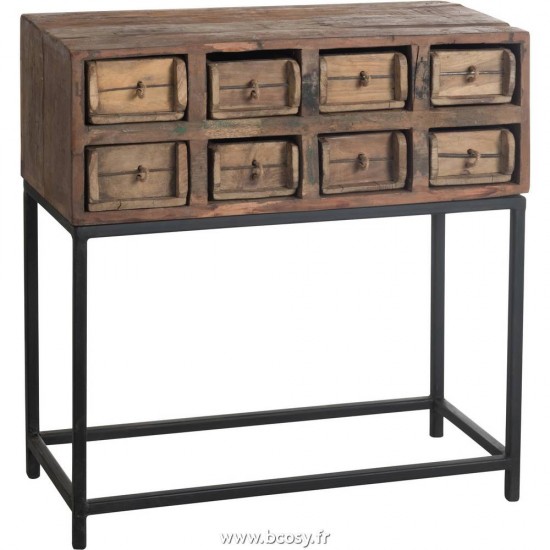 J Line Console 8 Tiroirs Brut Recycle Bois Marron Jline 89000 by Jolipa 89000