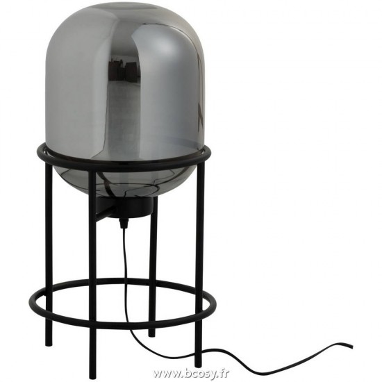 J Line Lampe Sur Pied Sasha Verre Metal Argent Noir Small Jline 89035 by Jolipa 89035