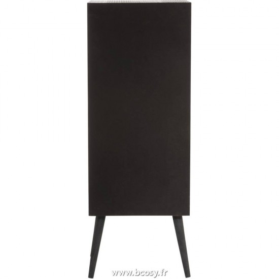 Jolipa Jline Meuble Bar 2 Tiroirs Bois Verre Noir