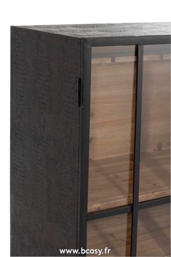 J-Line armoires bar Meuble Bar 1 Tiroir Bois Verre Noir