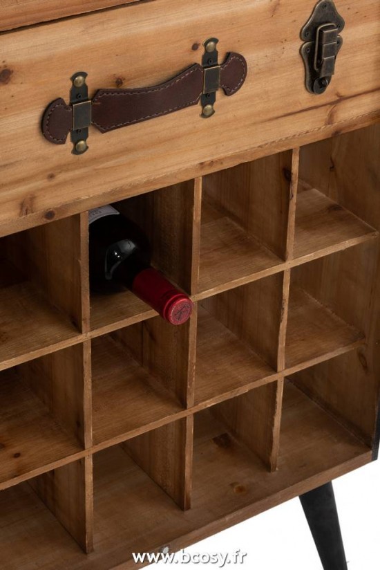 J-Line Mueble Bar 1 Cajon Madera/Vidrio Negro