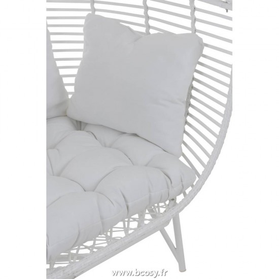 J-Line chaises lounges Chaise Lounge Ovale Acier Blanc