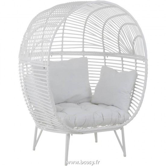 J Line Chaise Lounge Ovale Acier Blanc Jline 91016 by Jolipa 91016