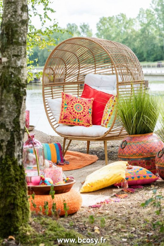 J-Line Silla Lounge Ovalo Acero Natural