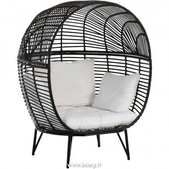 J Line Chaise Lounge Ovale Acier Noir Jline 91022 by Jolipa 91022