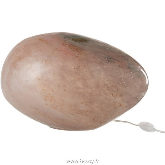 J Line Lampe Dany Ovale Verre Rose Jline 91103 by Jolipa 91103