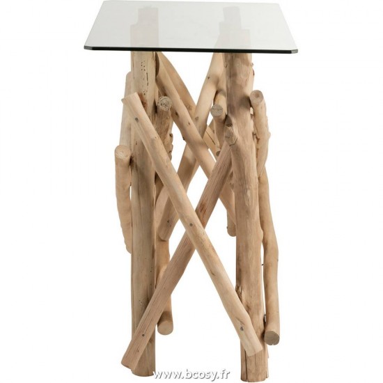J-Line tables de drapier murales Jolipa Jline Console Rectangulaire Branches Bois Verre Naturel