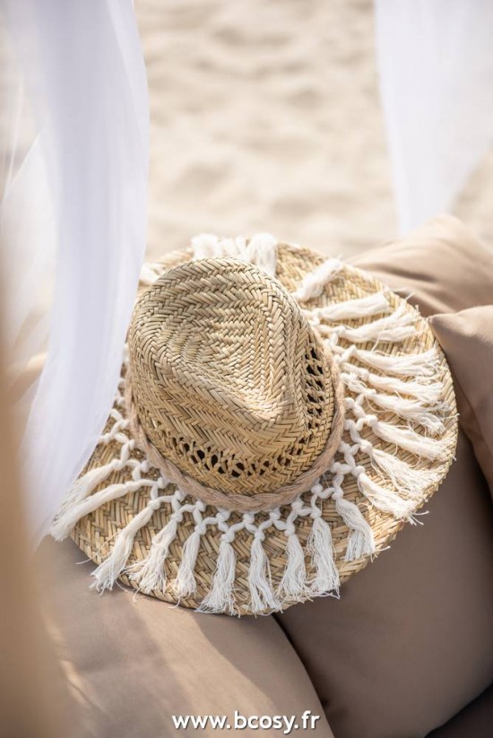 Jolipa Jline Chapeau De Plage Rotin Jute Coton Naturel