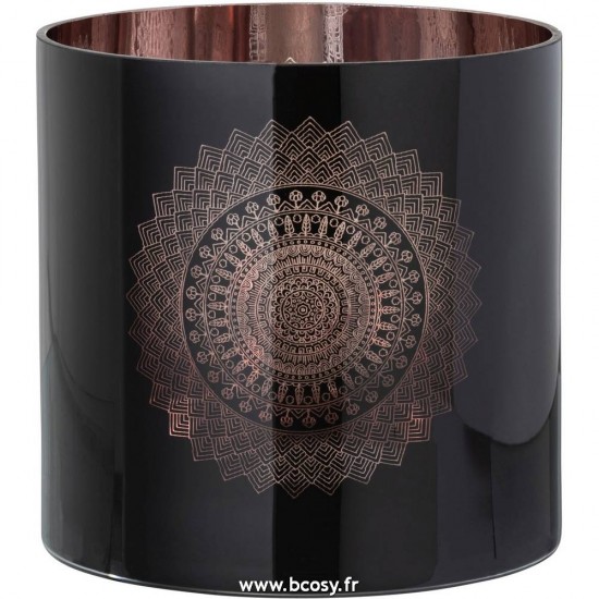 J Line Photophore Boho Verre Noir Cuivre Large 20H Jline 95206 by Jolipa 95206