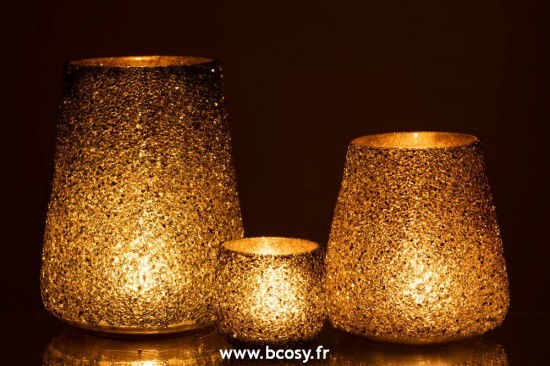 J-Line lanternes photophores Phph Paill Verre Vert Fon L