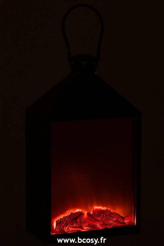 J-Line cheminées Jolipa Jline Cheminee Led Lanterne Noir