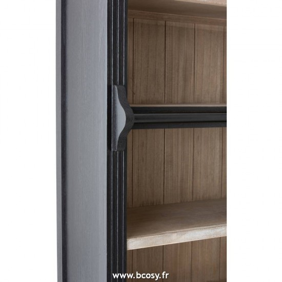 J-Line armoires bibliotheques étagères à livres Bibliotheque Echelle Bois Noir Naturel