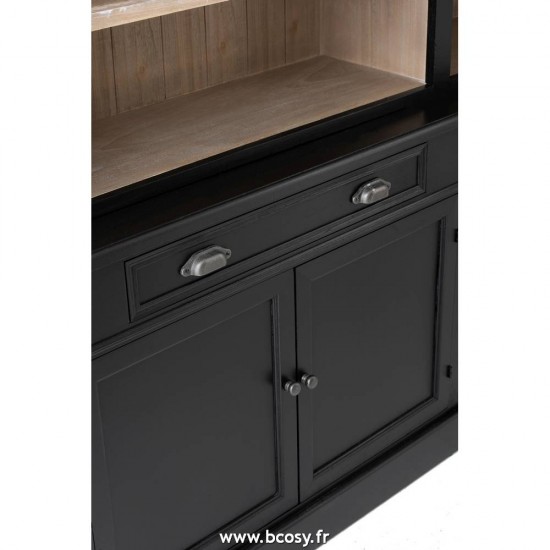 J-Line Libreria + Scalina Legno Nero/Naturale