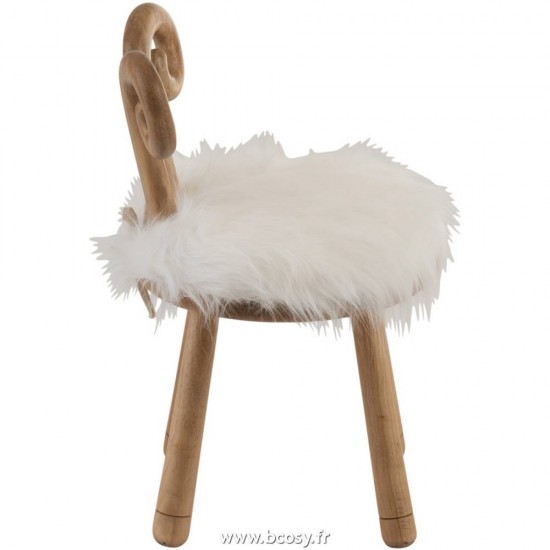 J-Line Chaises pour enfants Jolipa Jline Chaise Oreille Mouton Bois Naturel