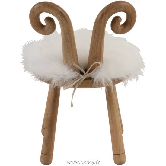 Jolipa Jline Chaise Oreille Mouton Bois Naturel