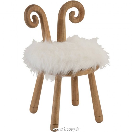 J Line Chaise Oreille Mouton Bois Naturel 33 Jline 96132 by Jolipa 96132