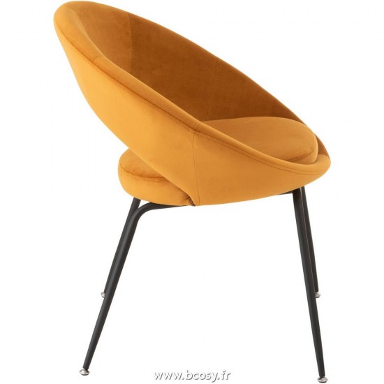 J-Line chaises de repas Jolipa Jline Chaise Ronde Metal Textile Ocre