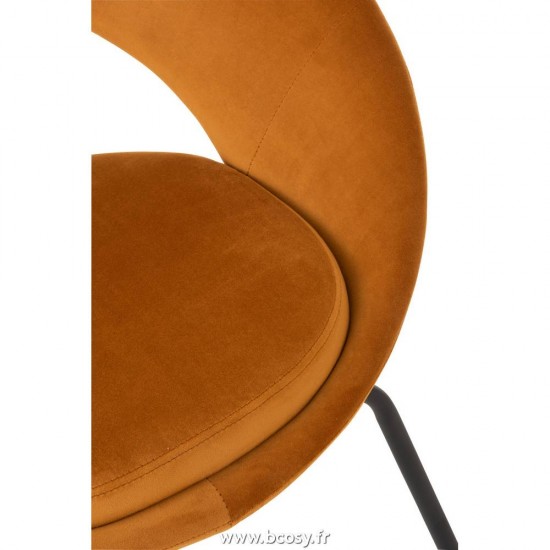 J-Line chaises de repas Chaise Ronde Metal Textile Ocre