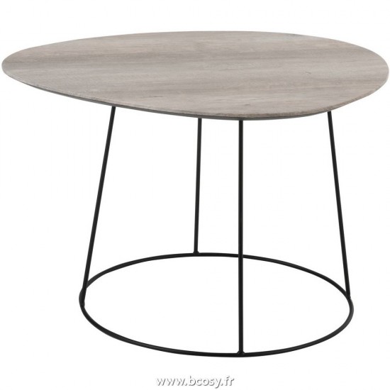 J Line Table De Salon Ovale Mdf Metal Naturel Noir Small 70 Jline 96391 by Jolipa 96391