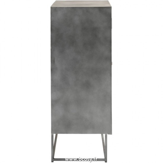 J-Line armoires avec portes et tirroirs Jolipa Jline Armoire Shanil 2 Portes Bois Metal Naturel Gris