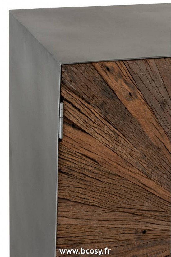 J-Line Armadio Shanil 2 Porte Legno/Ferro Naturale/Grigio