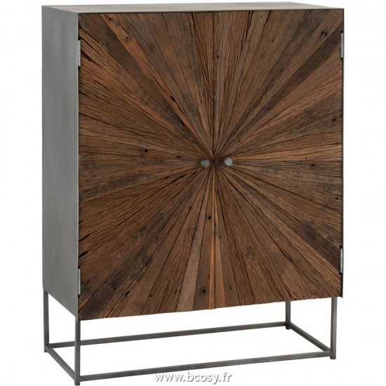 J Line Armoire Shanil 2 Portes Bois Metal Naturel Gris 85 Jline 96423 by Jolipa 96423