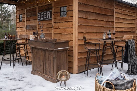 Jolipa Jline Bloc 5 Photophores Bois Recycle Marron