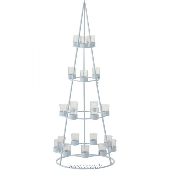 J Line Arbre 21 Photophore Metal Verre Blanc 110H Jline 96749 by Jolipa 96749