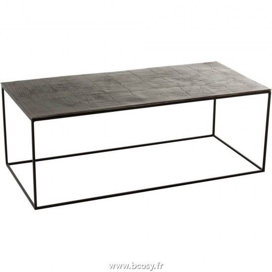 J Line Table De Salon Rectangulaire Oxidize Aluminium Metal Antique Noir Vert 110X50 Jline 96999 by Jolipa 96999