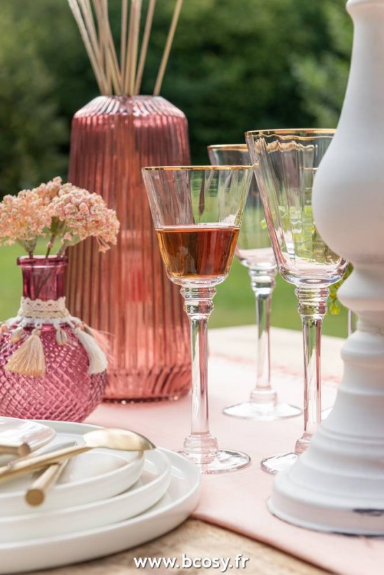 J-Line verres a vin Verre A Vin Blanc Bord Verre Transparent Or