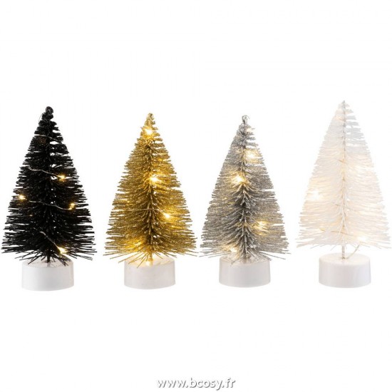 Jolipa Jline Display 12 Sapins De Noel Led Paillettes Plastique Noir Argent Or