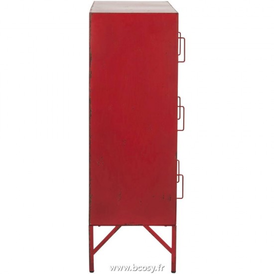 Jolipa Jline Armoire 9 Tiroirs Metal Rouge