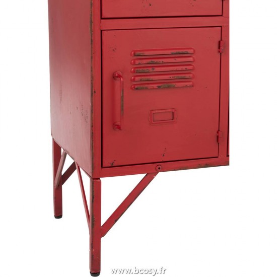 J-Line Armadio 9 Cassetti Metallo Rosso