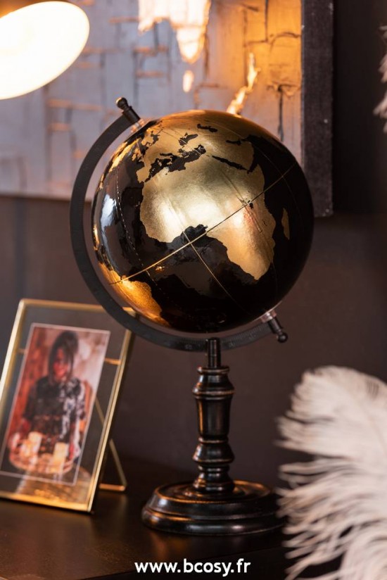 Jolipa Jline Globe Sur Pied Bois Noir Or Medium