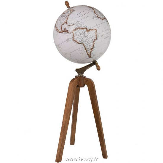 J-Line mappemondes sur pied globes terrestres Jolipa Jline Globe Sur Pied Bois Blanc Naturel Extra Large