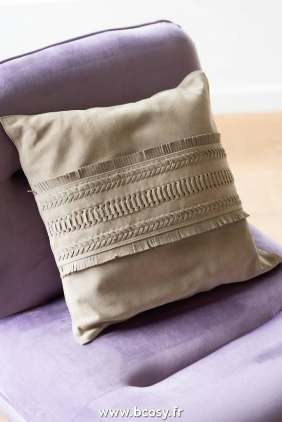 J-Line coussins Coussin Bord Carre Cuir Gris Clair