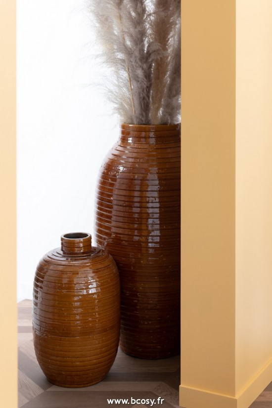 Jolipa Jline Vase Ethnique Ceramique Marron Small