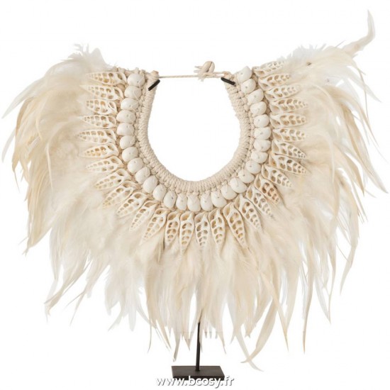 J-Line chaînes de plumes sur pied Jolipa J Line Jline Collier Pied Dora Coquillage Plumes Blanc Small